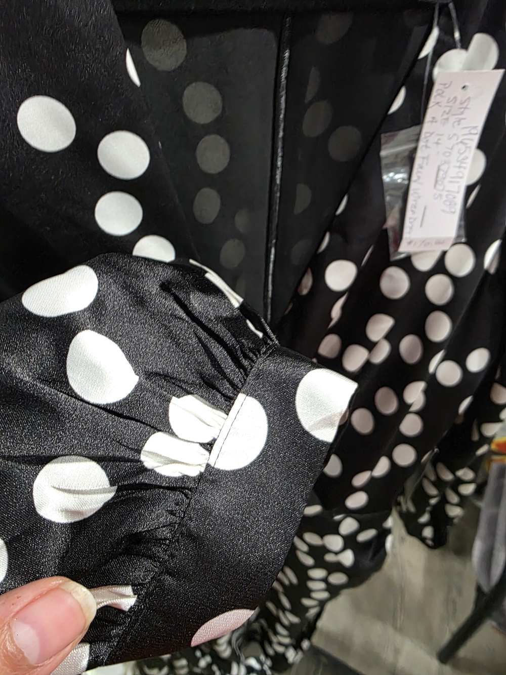 White House Black Market Black and White Polka Dot Wrap Midi Dress - Picture 10 of 10